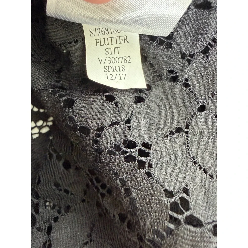 Banana Republic‎ Lace Blouse XL Black Bell Sleeve Floral Boho Whimsigoth Goth